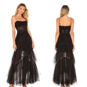 BCBGMAXAZRIA Corset Tulle Gown in Black - size 10